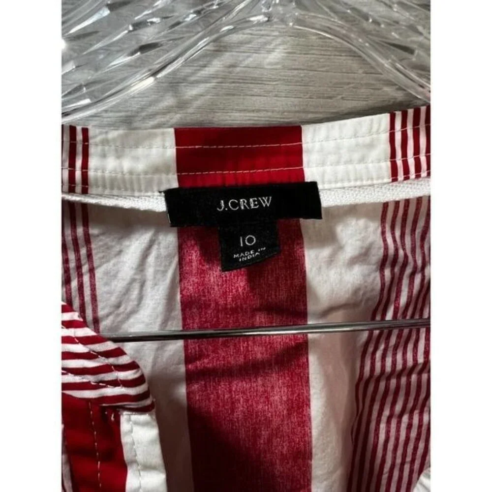 J Crew Belted Cotton Poplin Tunic Stripe Size 10‎